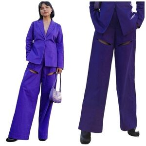 The Drop Navik4ur Heliotrope Thigh Cut-Out Stretch Twill Wide Leg Pull On Pants